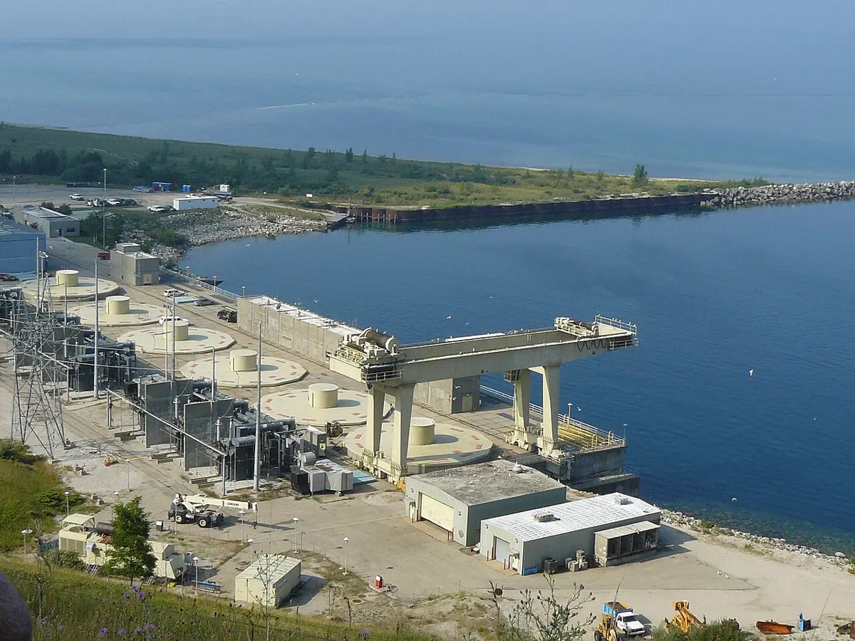 Ludington pumped storage hydro plant on Lake Michigan, Michigan