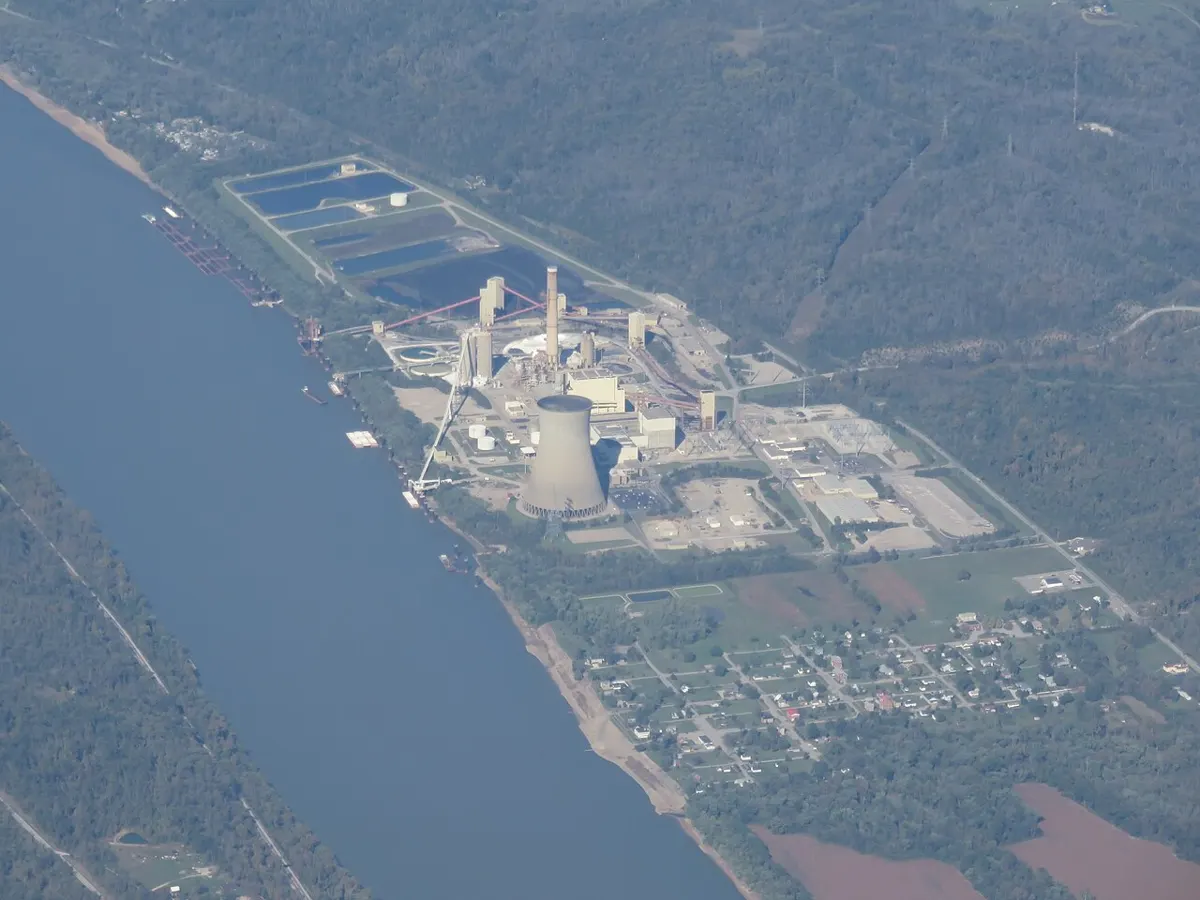 Aerial view of the William H. Zimmer Power Station on the Ohio River