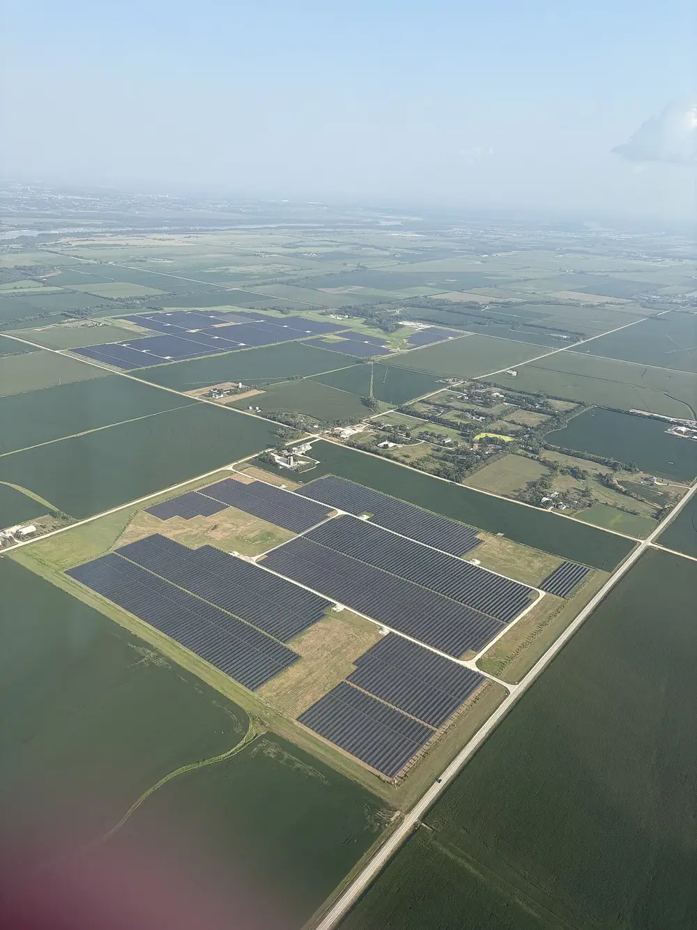 Aerial view of a solar farm near Mead, Nebraska, in 2026