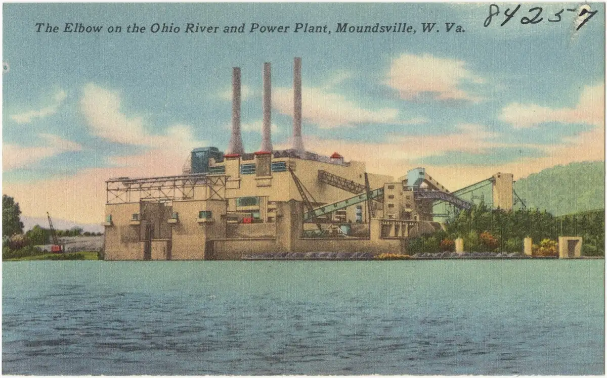 File name: 06_10_022578 Title: The Elbow on the Ohio River and power plant, Moundsville, W