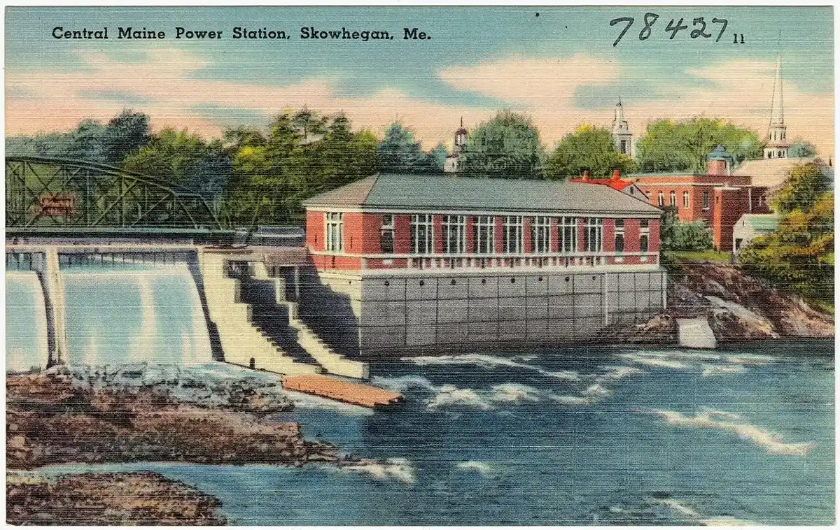 Central Maine Power station and dam in Skowhegan, Maine