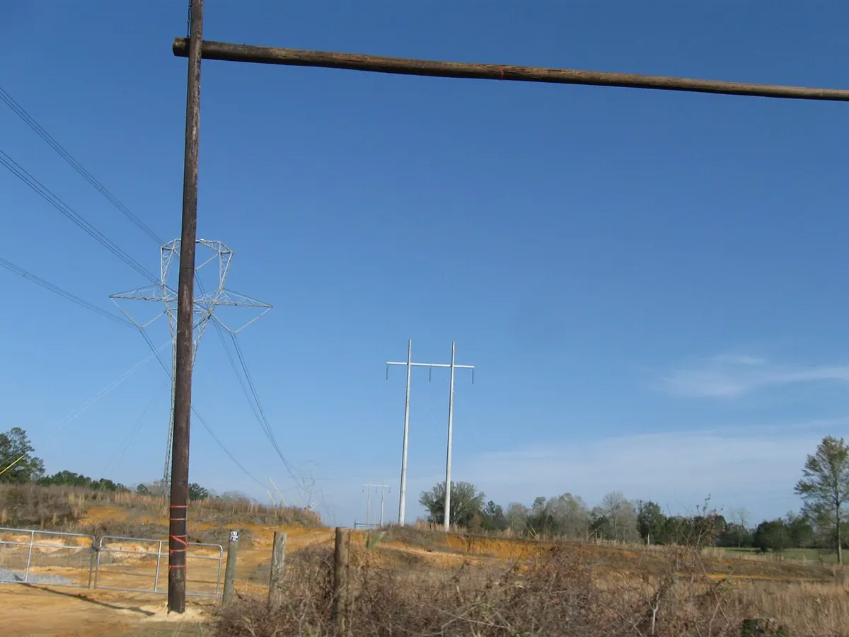 High-voltage 500 kV power lines in Pearl River County, Mississippi