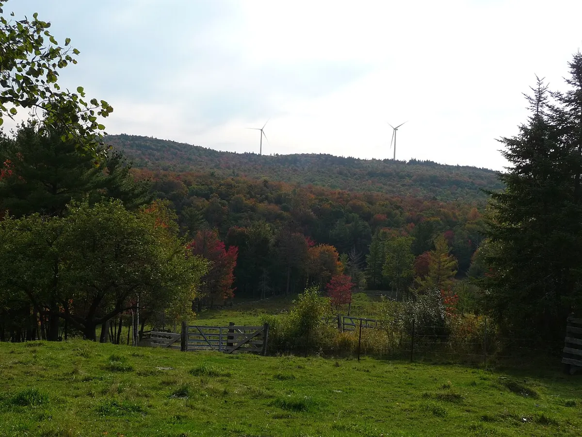 Lempster Wind Farm in Lempster, New Hampshire, seen from Route 31