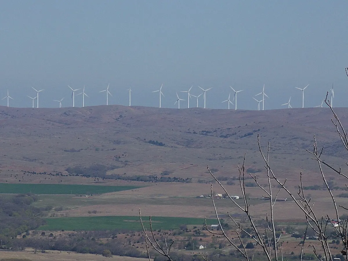 The Blue Canyon Wind Farm from the access road of Mount Scott, Oklahoma