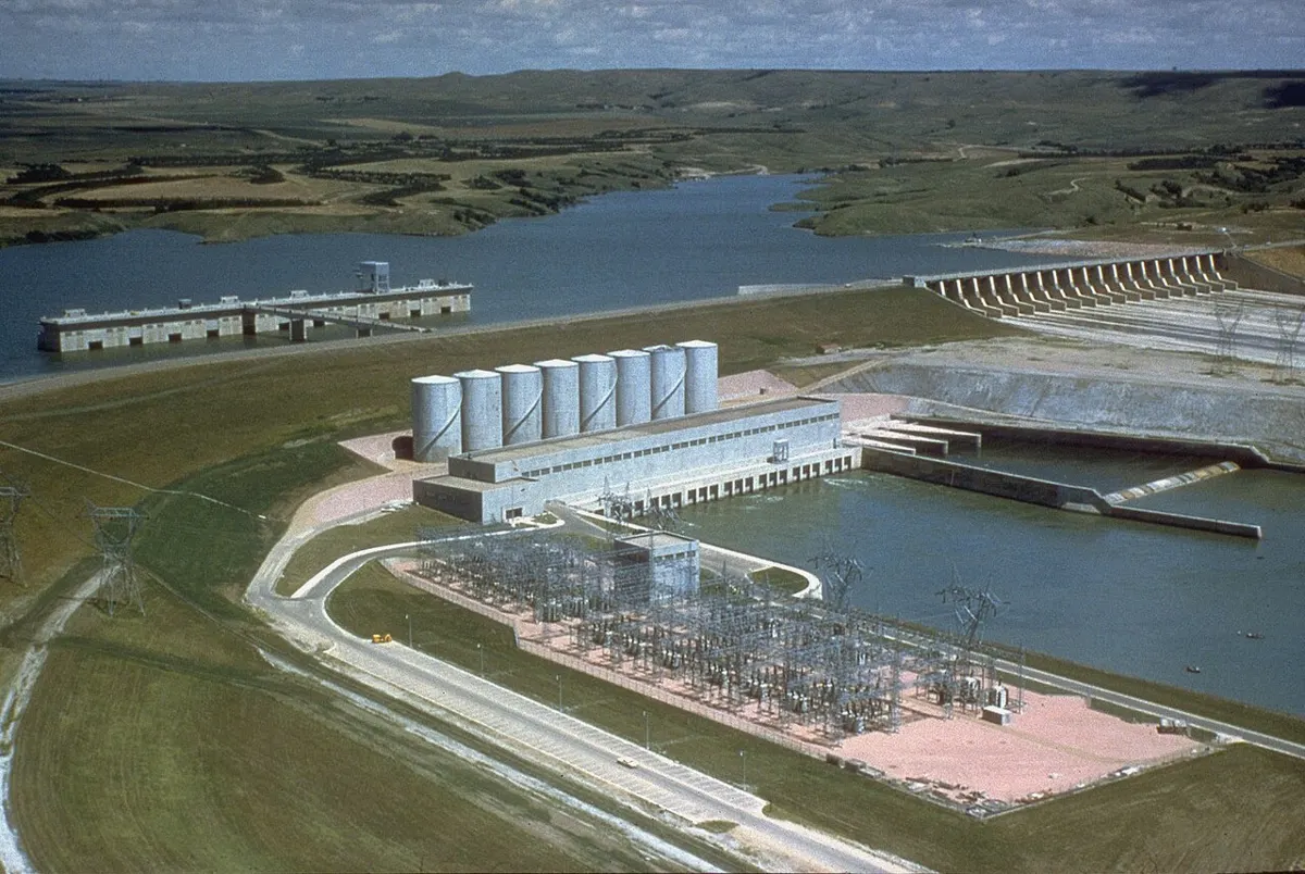 Fort Randall Dam on the Missouri River, Pickstown, South Dakota, USA